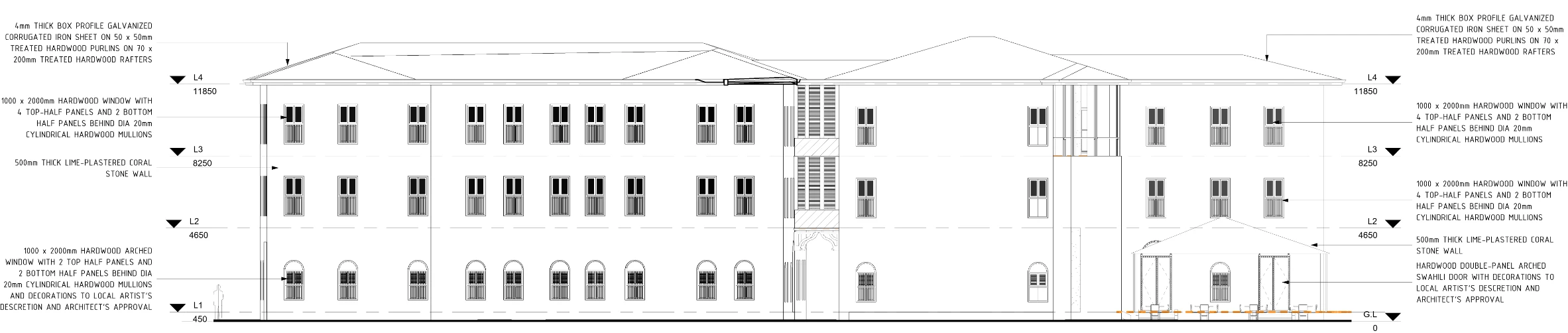 Rear Elevation — Mombasa Old Town Swahili Conservation, Old Town Mombasa